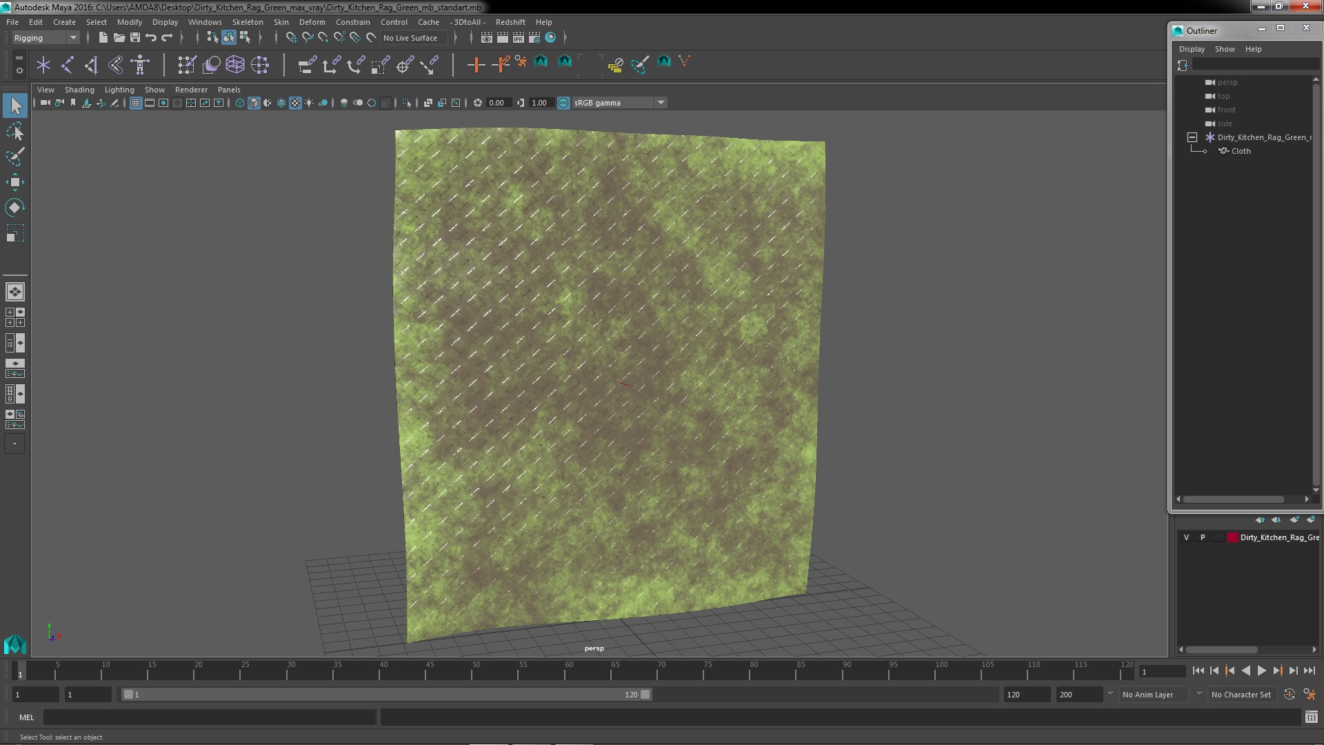 3D Dirty Kitchen Rag Green model