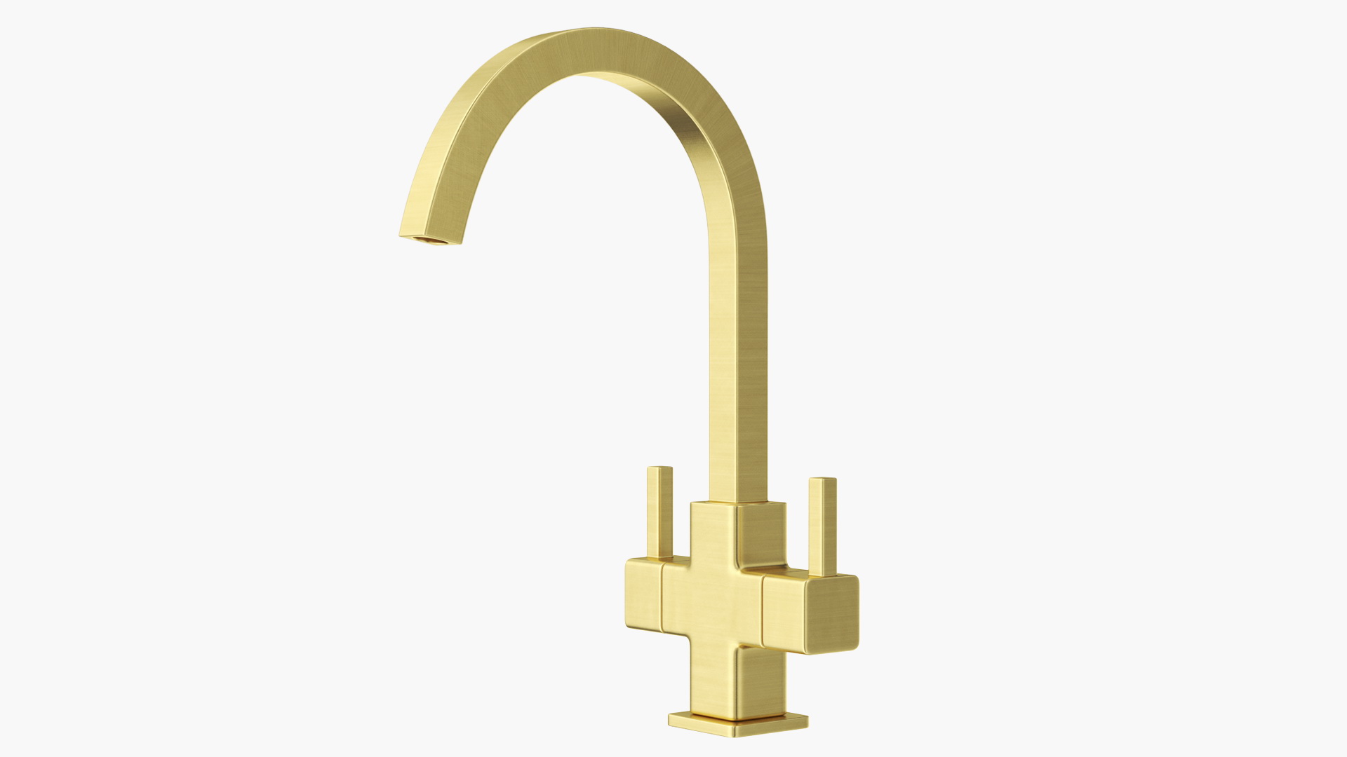 3D model Monobloc Angular Dual Lever Kitchen Tap Brass