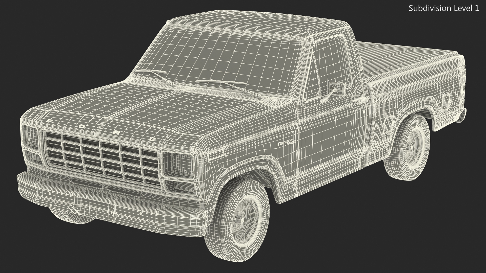 Ford F Series Ranger 1980 Pickup Truck Red Rigged 3D model