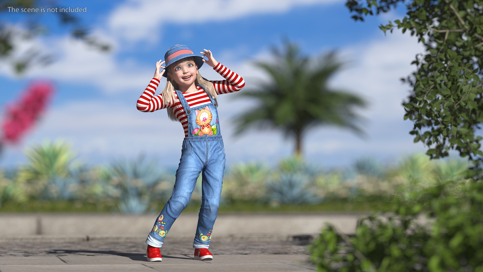 Dancing Girl Child Denim Suit 3D model