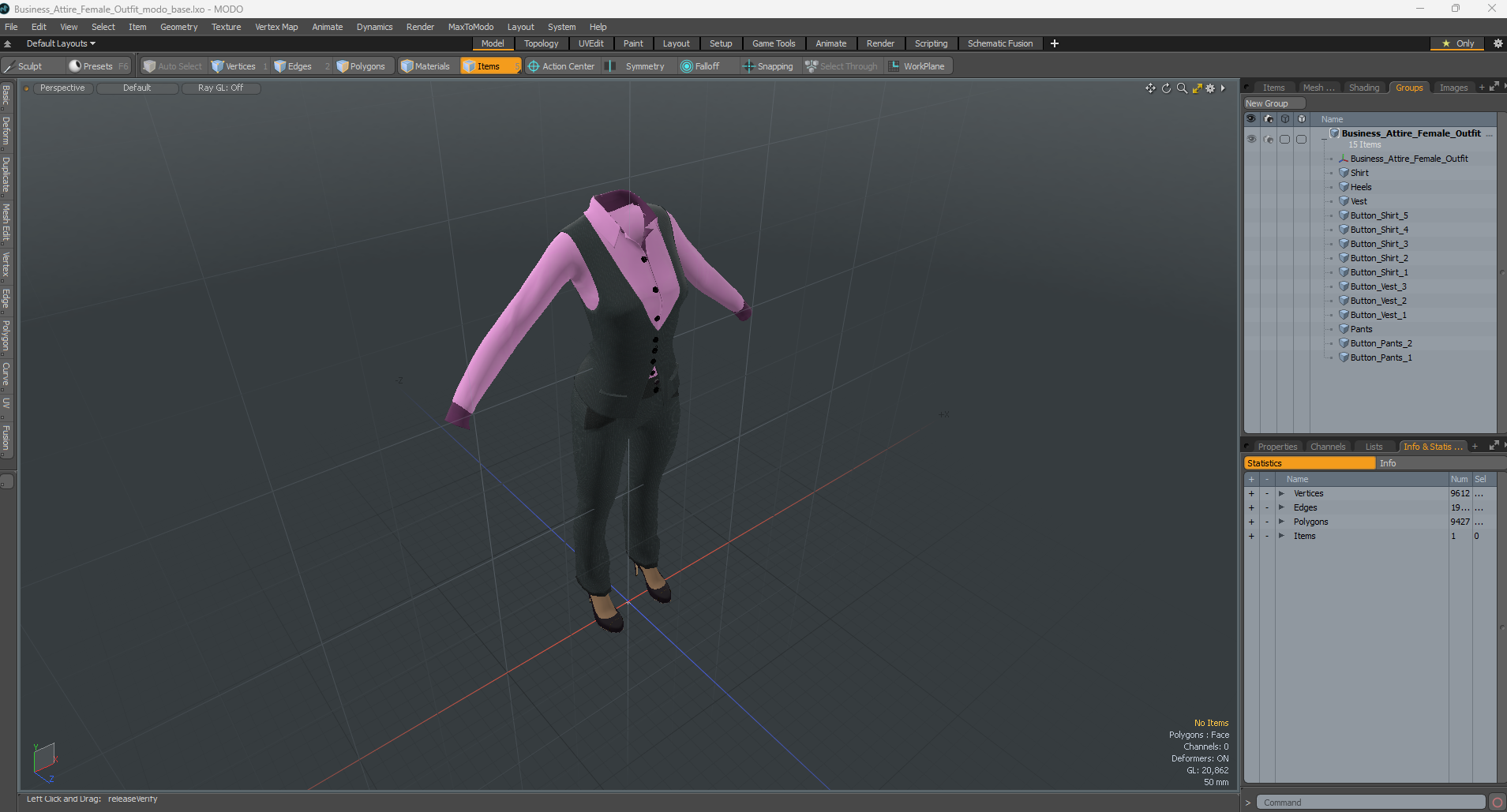 Business Attire Female Outfit 3D model