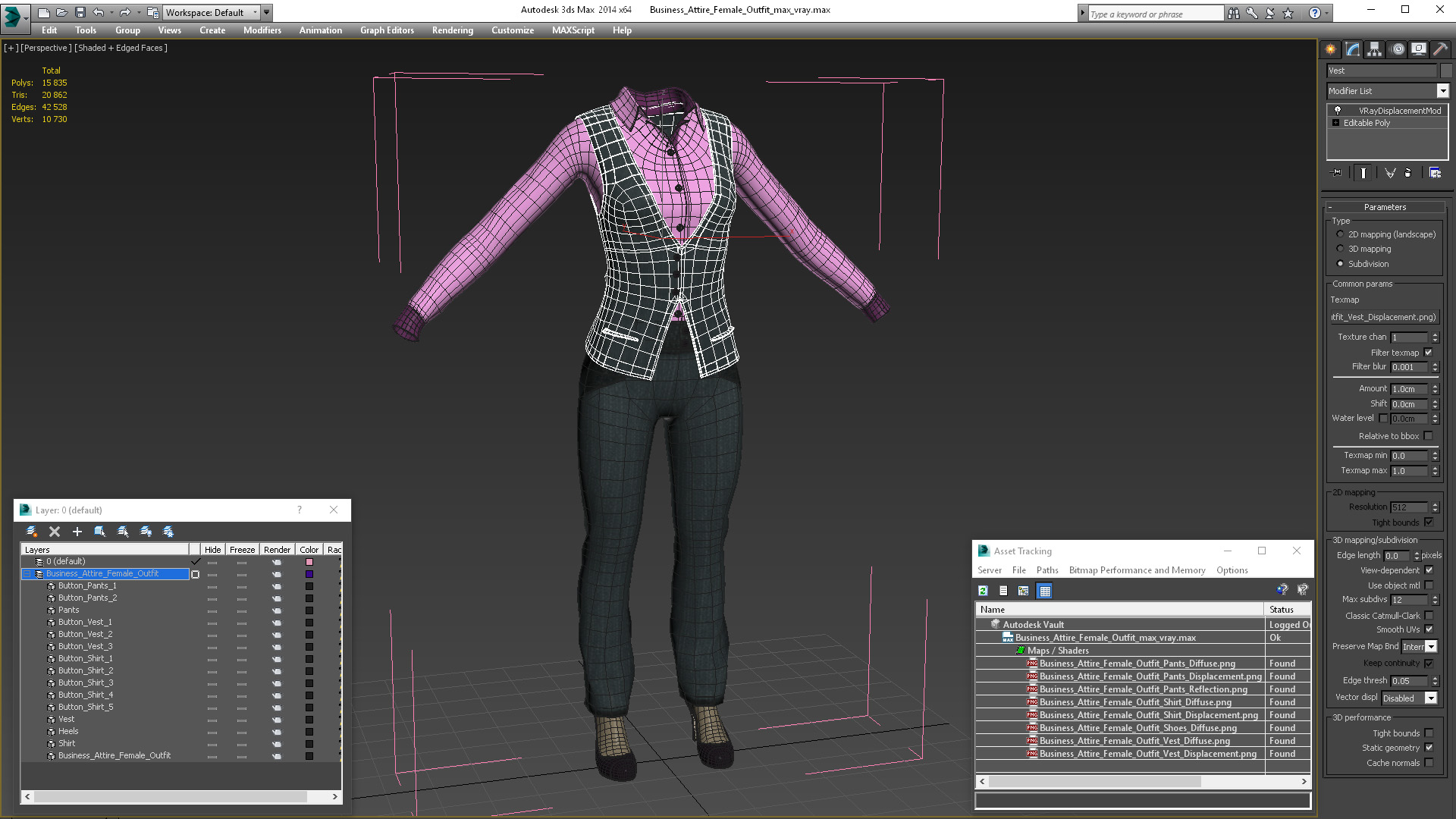 Business Attire Female Outfit 3D model