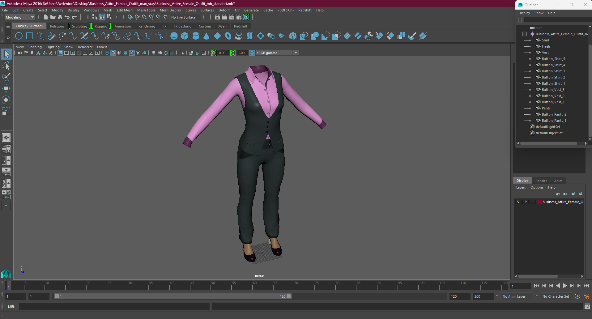 Business Attire Female Outfit 3D model