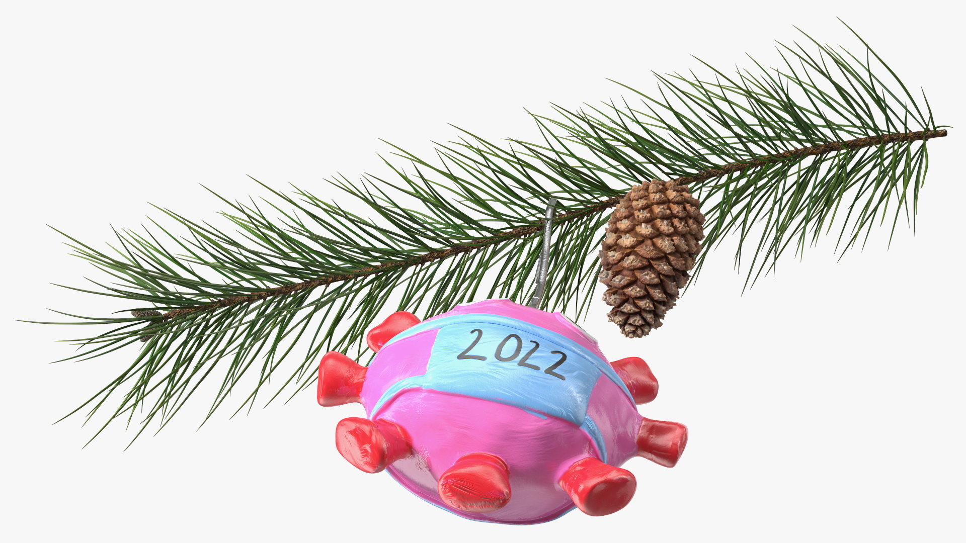 Coronavirus Ornament Christmas Branch 3D