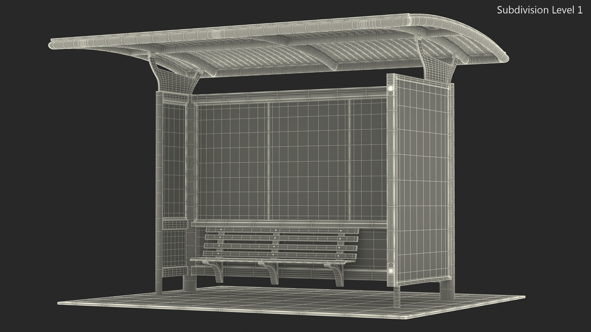 3D Bus Stop with Billboard White New model