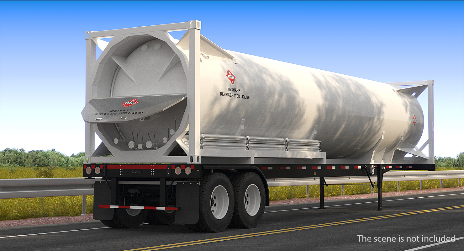 3D model LNG Semi Trailer Gas Tank Trailer Rigged