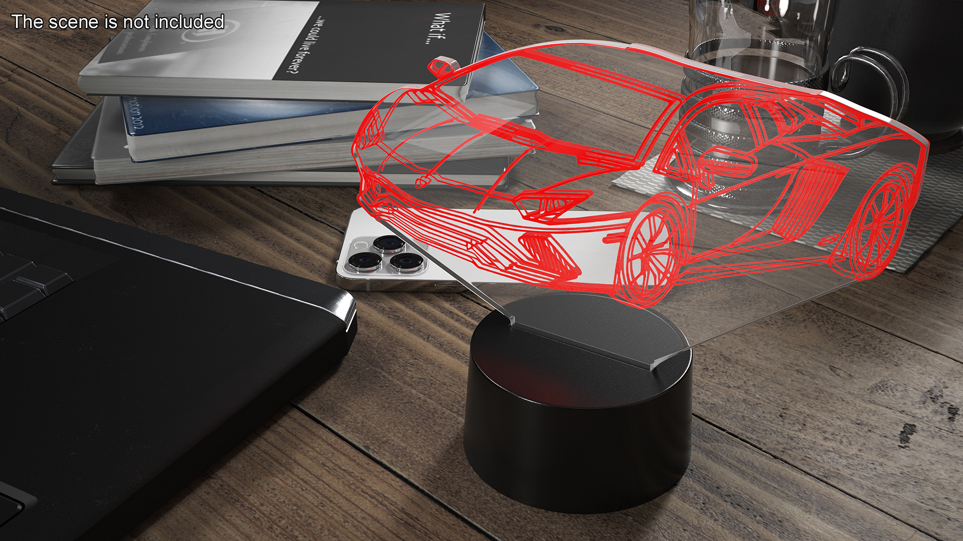 Hologram Lamp with Sport Car Red 3D