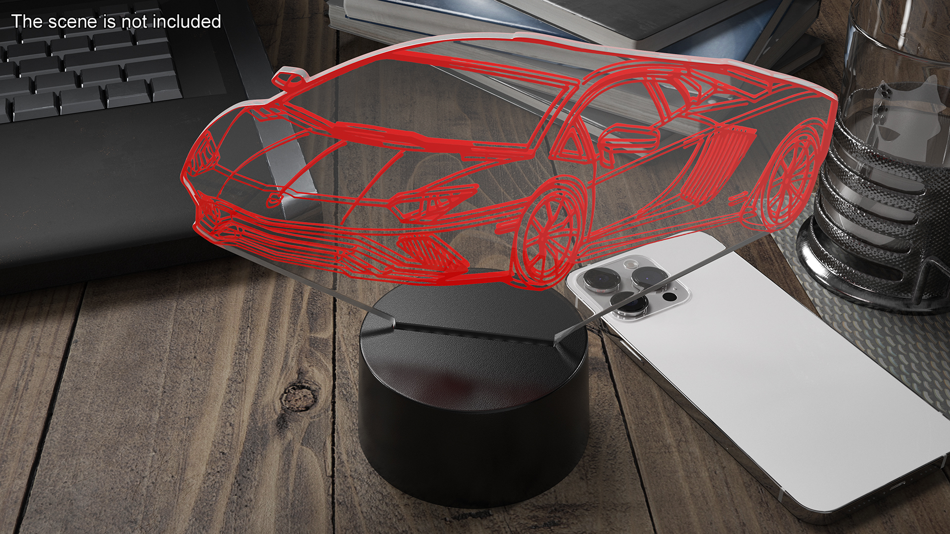 Hologram Lamp with Sport Car Red 3D