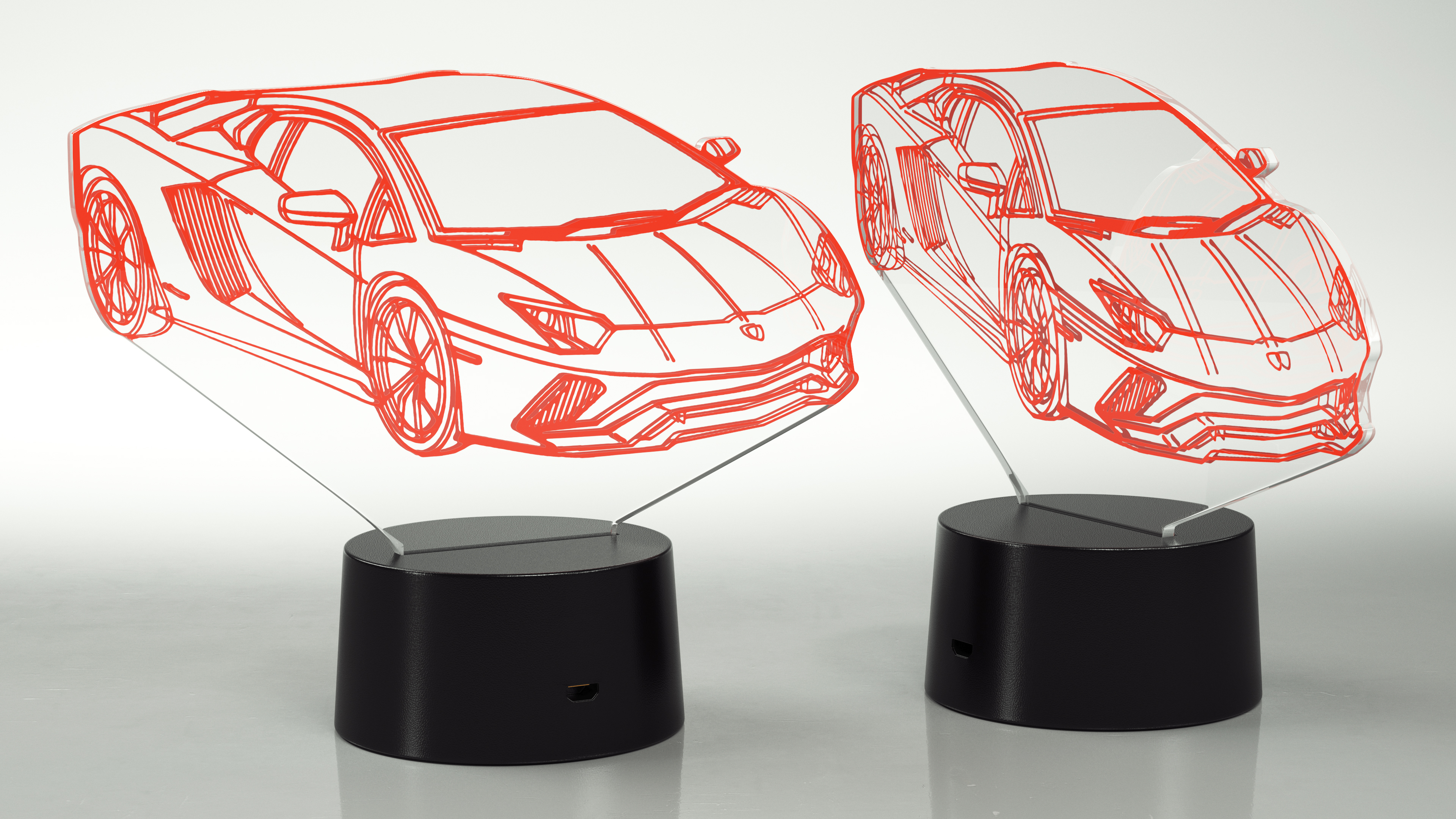 Hologram Lamp with Sport Car Red 3D