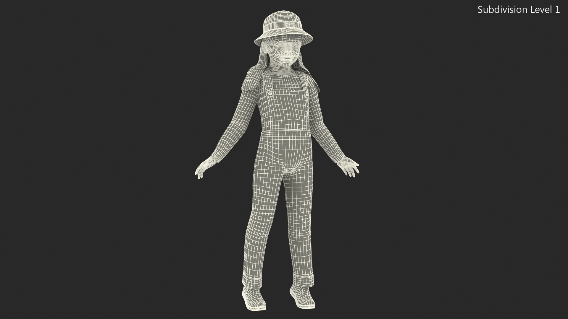 3D Child Girl Street Style model