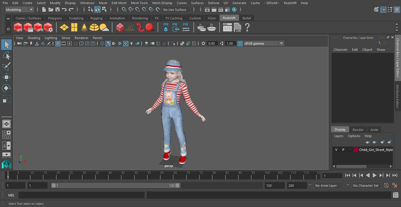 3D Child Girl Street Style model