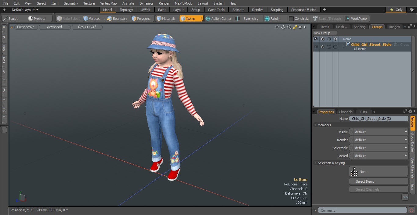 3D Child Girl Street Style model