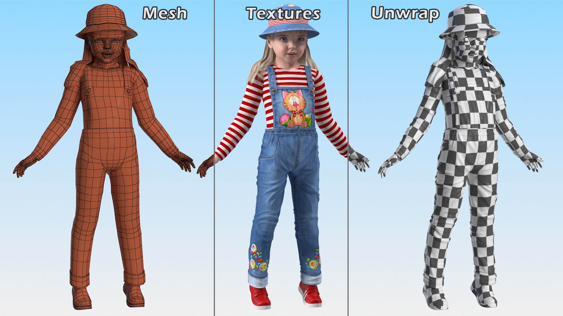 3D Child Girl Street Style model