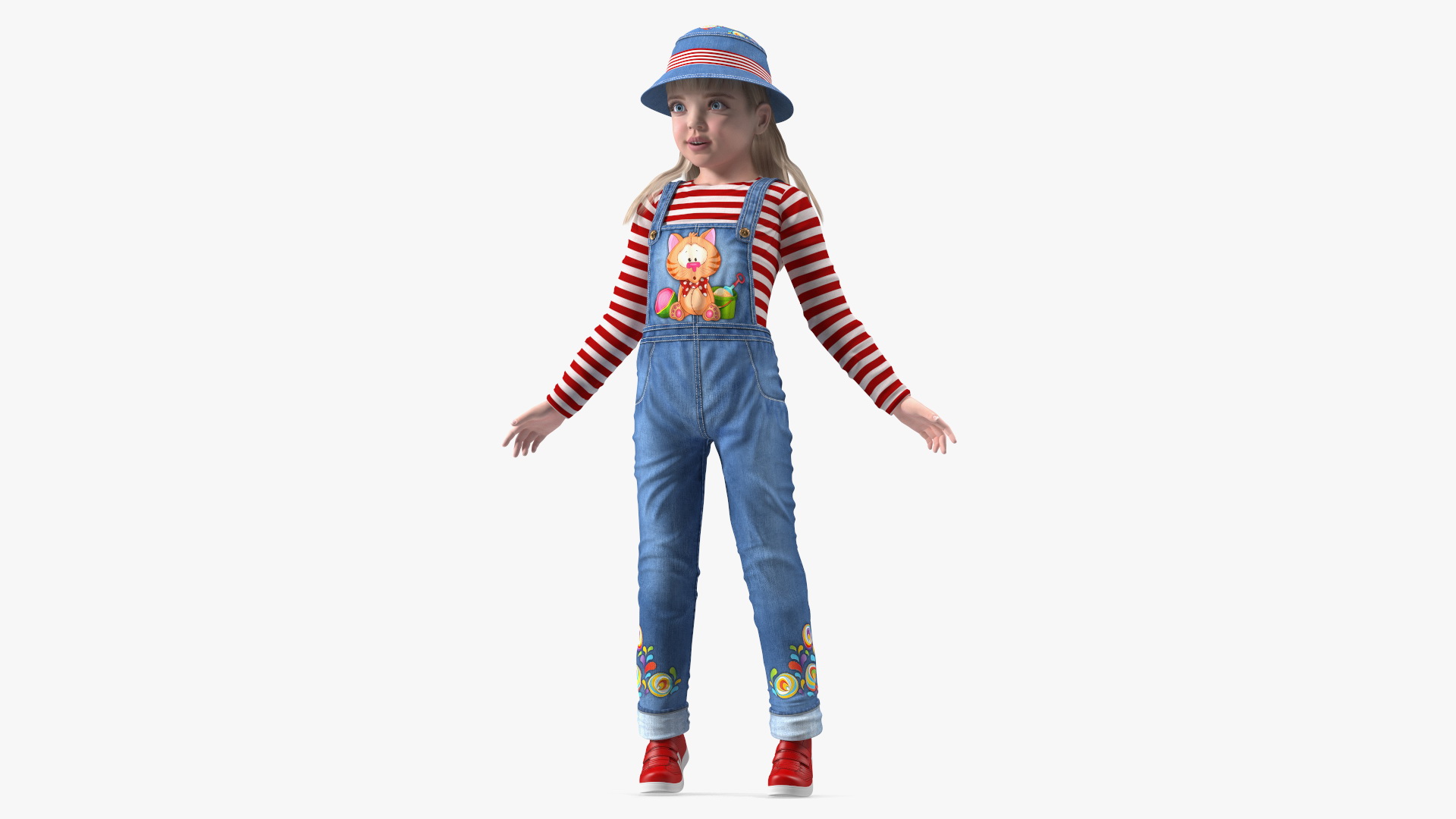 3D Child Girl Street Style model