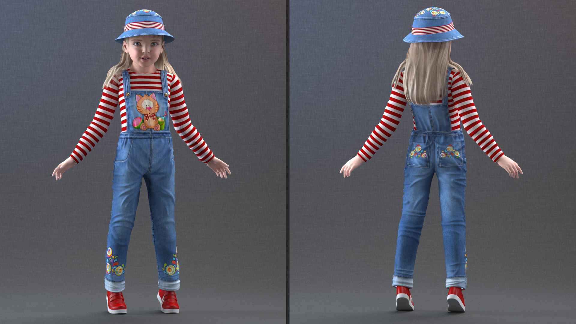 3D Child Girl Street Style model