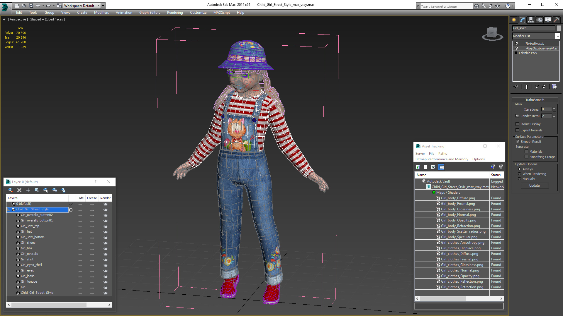 3D Child Girl Street Style model