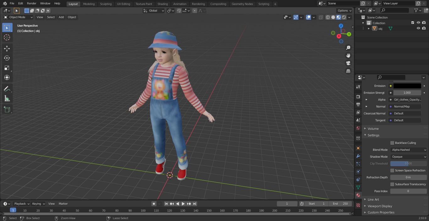 3D Child Girl Street Style model