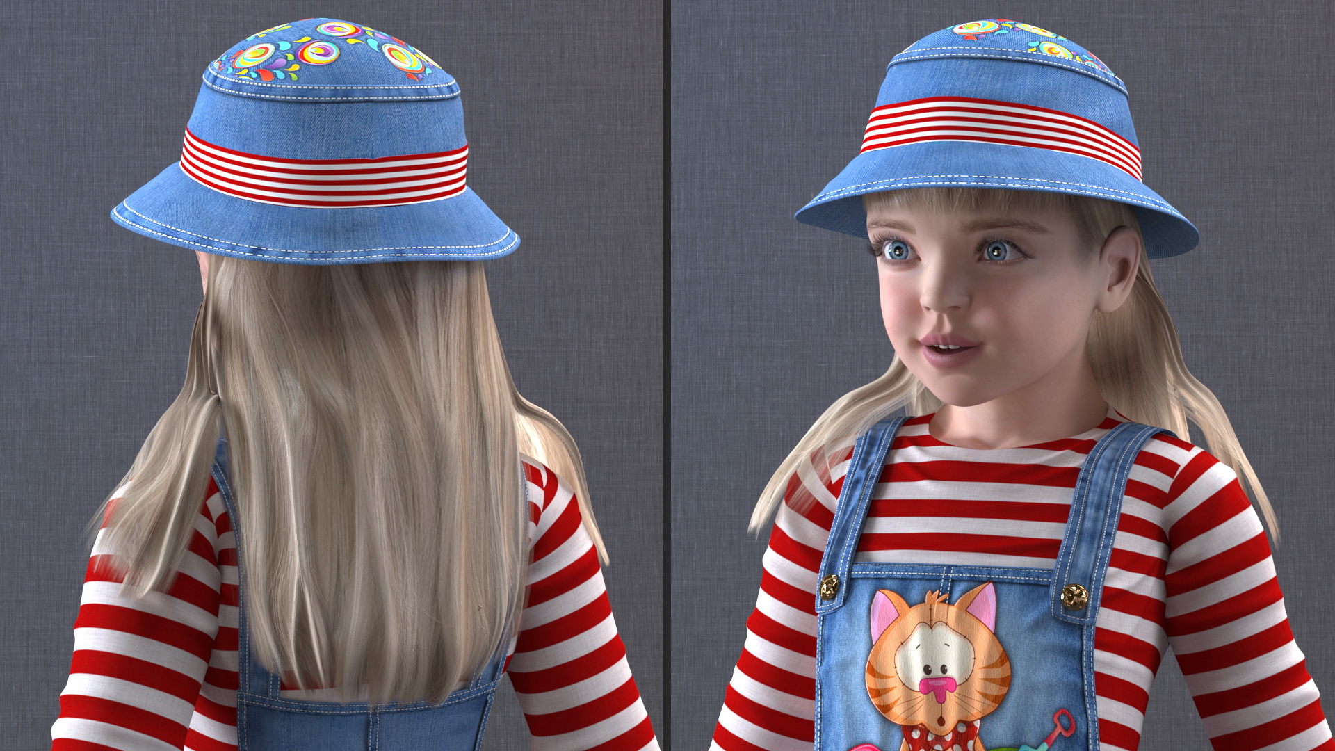 3D Child Girl Street Style model