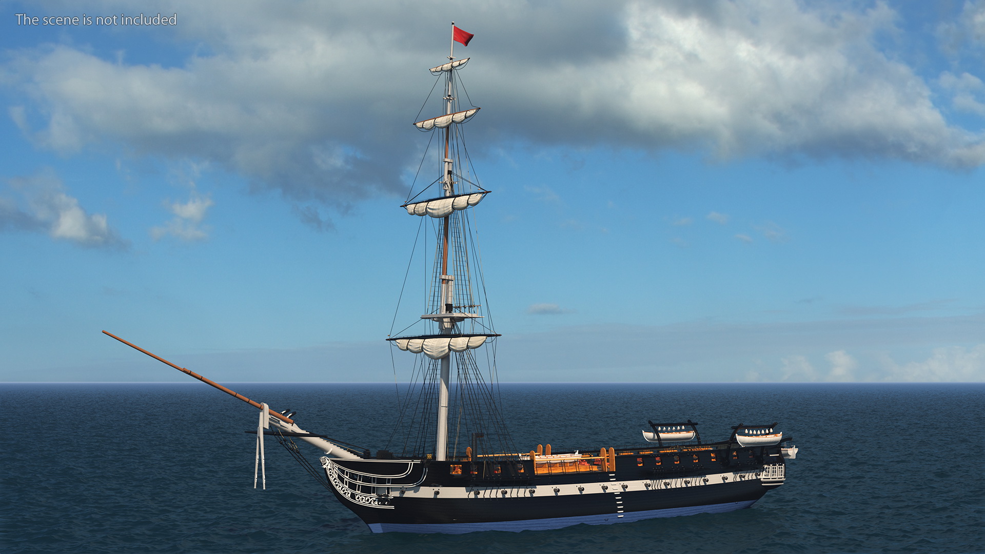 Foremast Retracted Sails 3D model