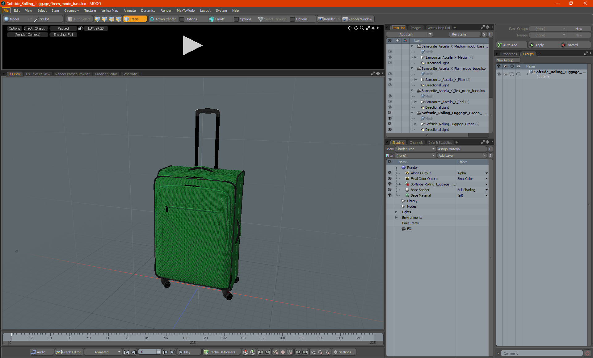 3D model Softside Rolling Luggage Green