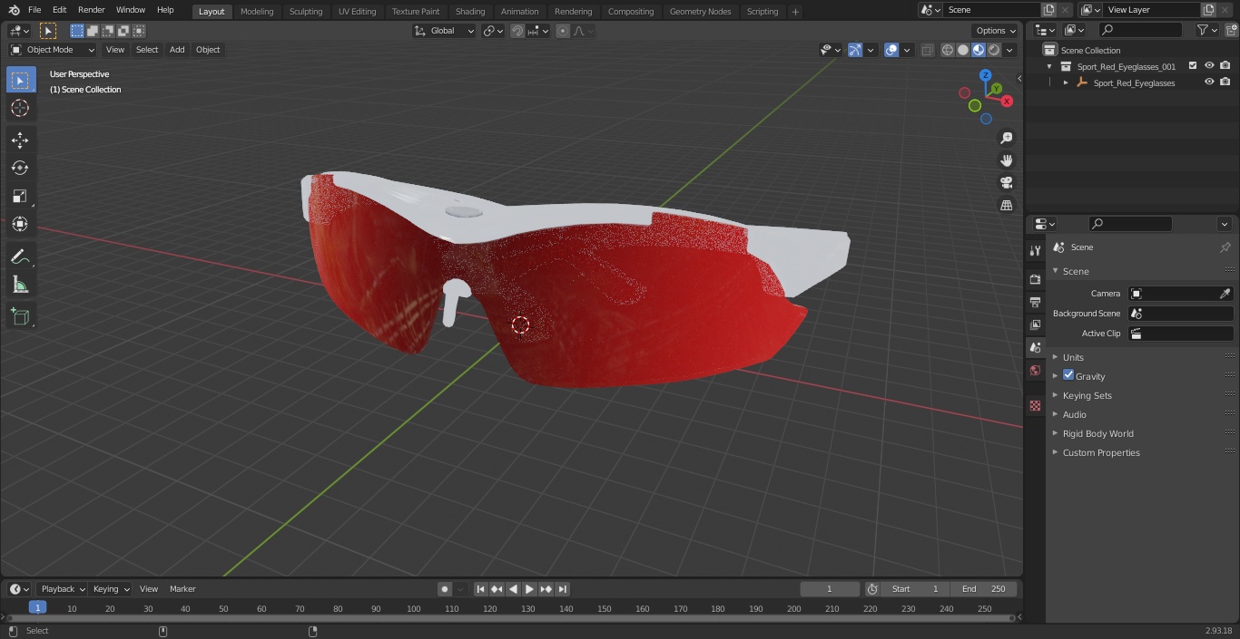 3D model Sport Red Eyeglasses