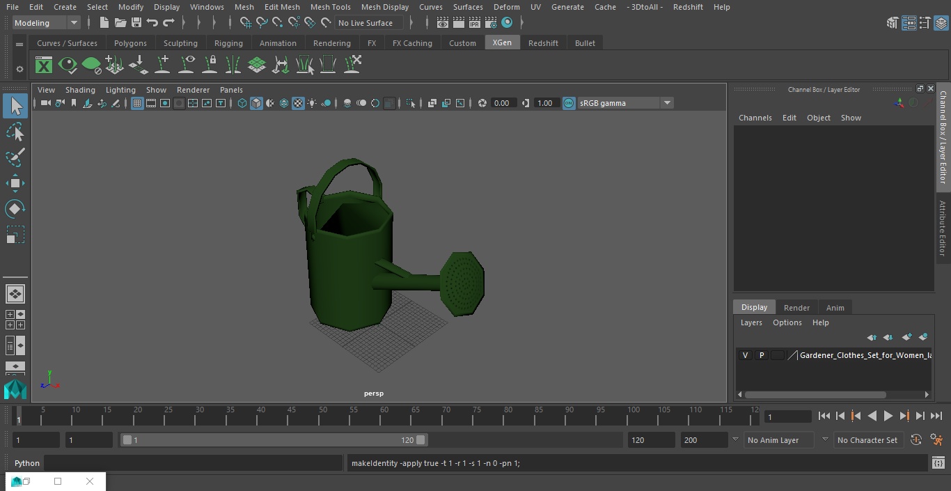 3D model Garden Watering Can Green