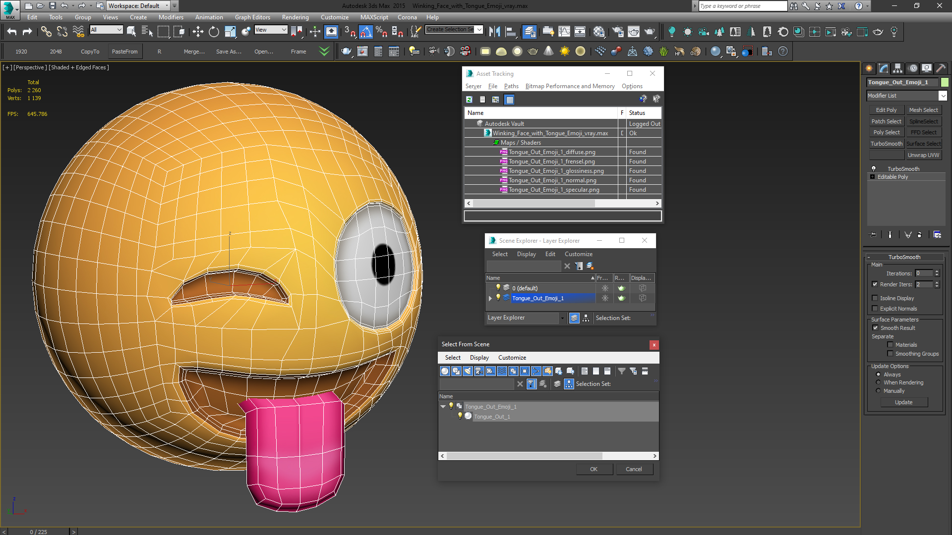 3D model Winking Face with Tongue Emoji