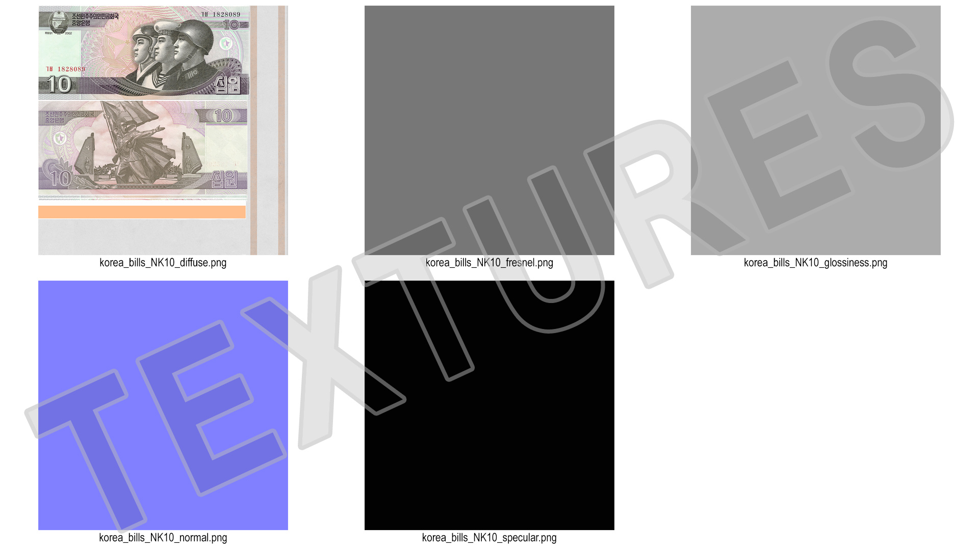 Fan Shaped North Korea 10 Won Banknotes 3D model