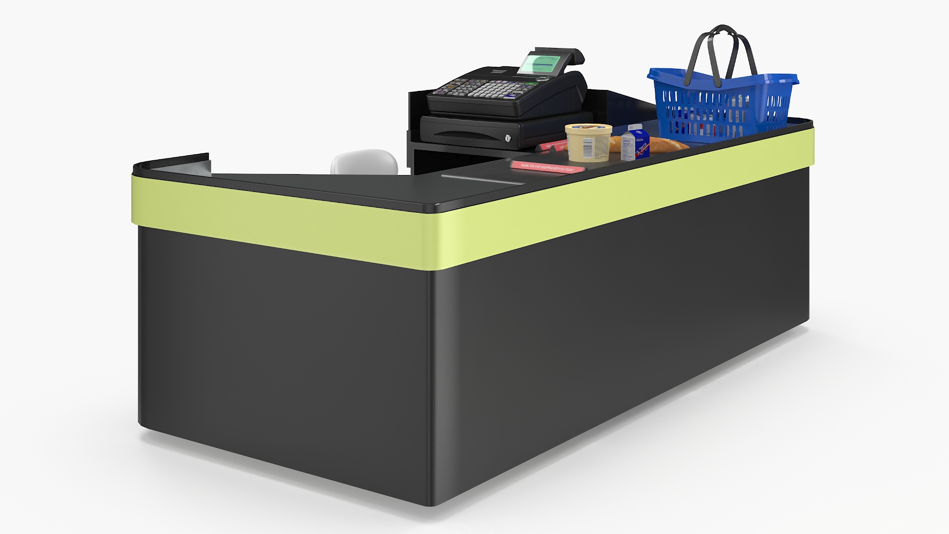 3D Retail Checkout with Groceries and Divider Bar