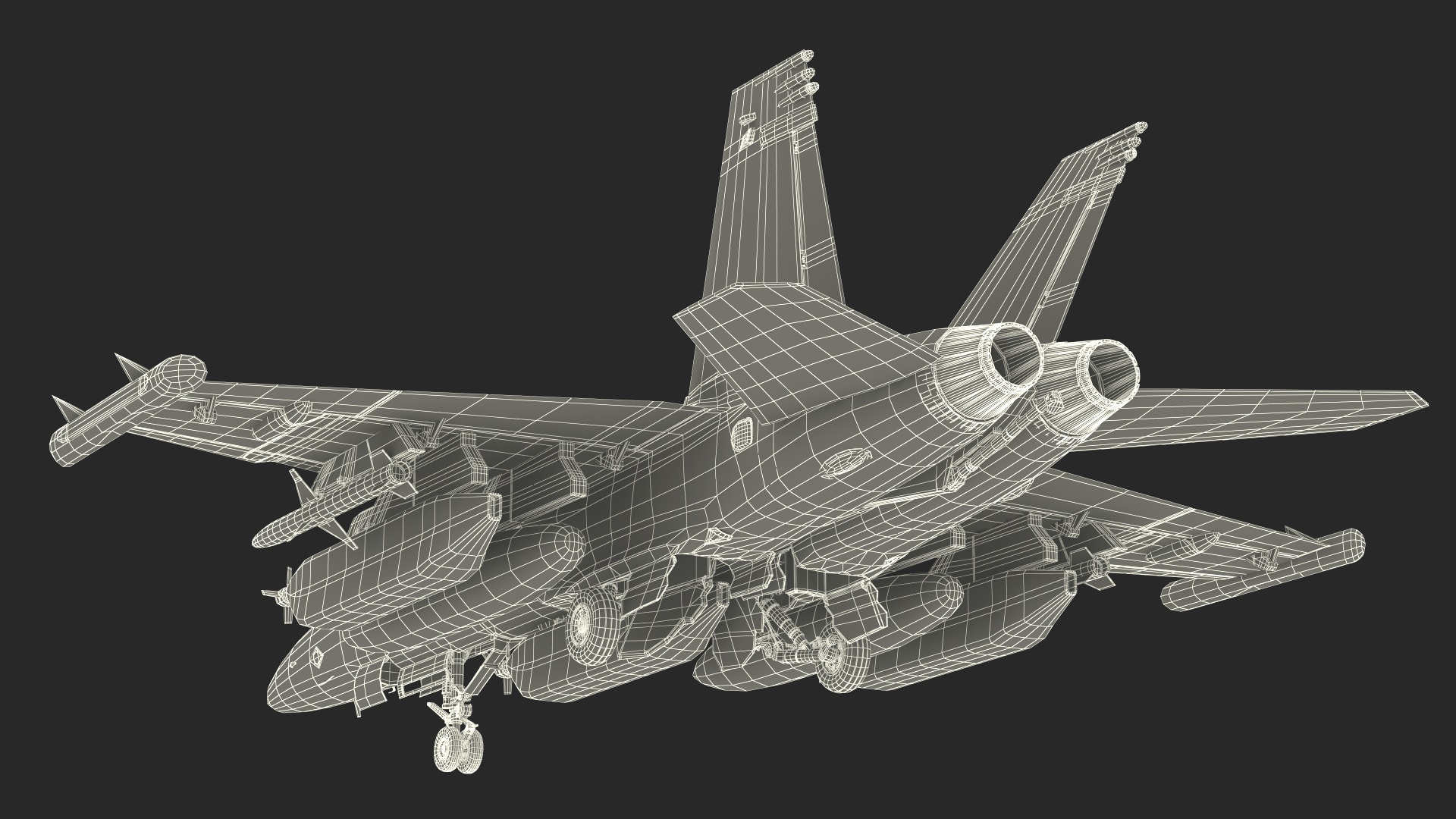 Boeing EA 18G Jet Aircraft Simplified Rigged 3D model