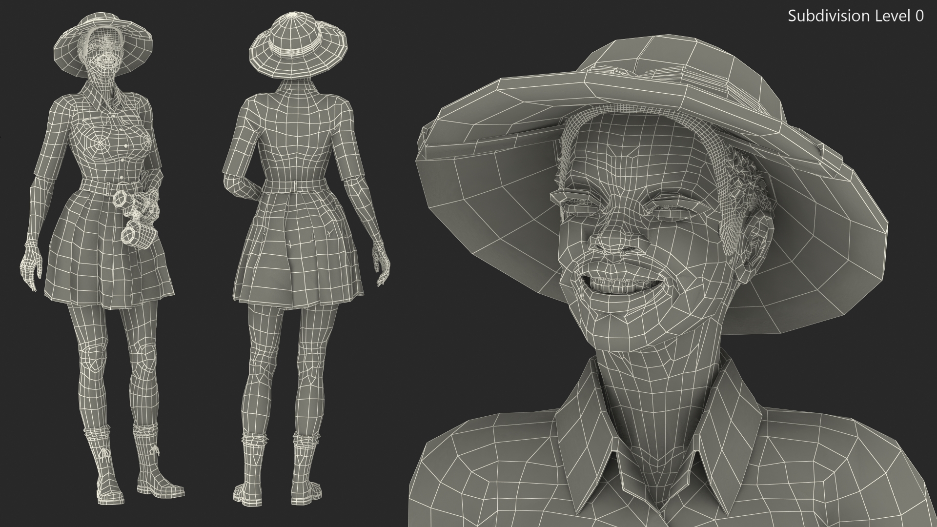 3D model Light Skin Black Woman Explorer Standing Pose