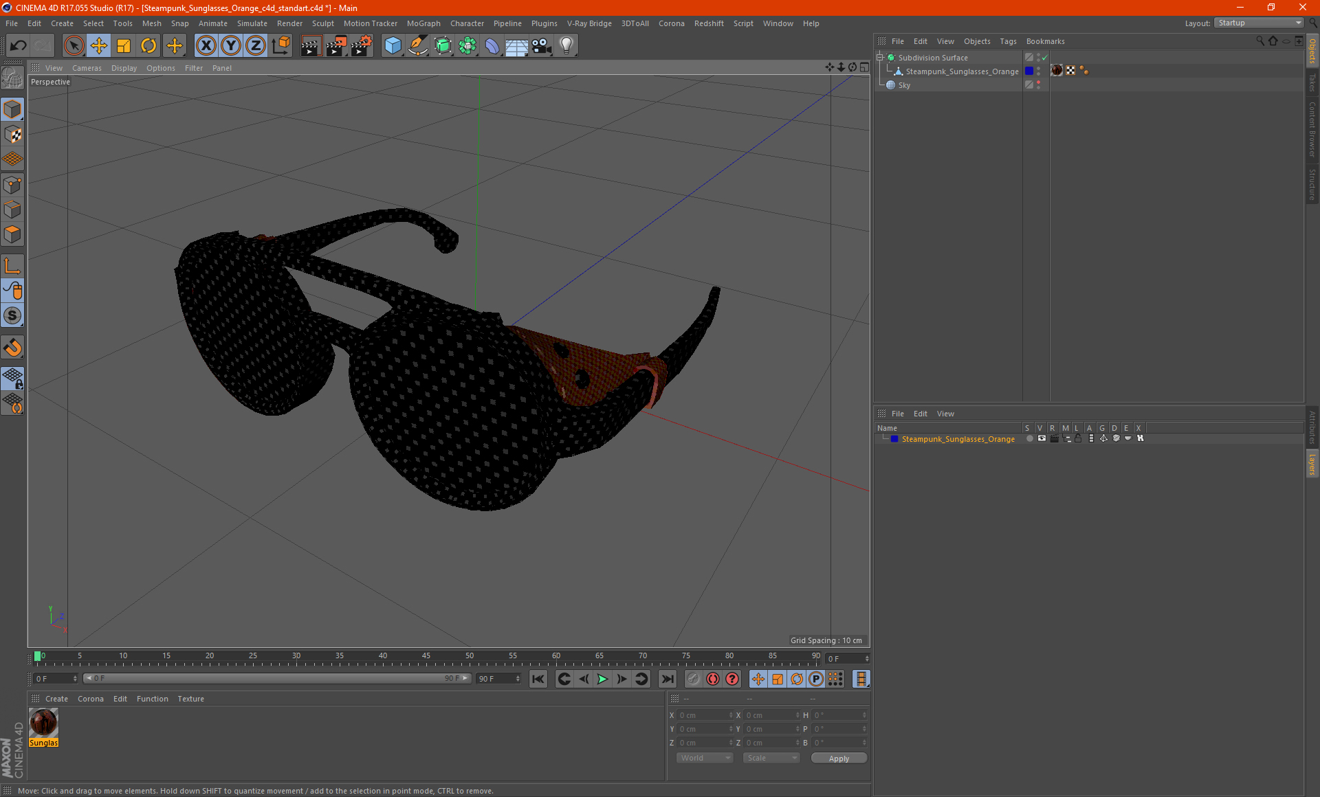 Steampunk Sunglasses Orange 3D