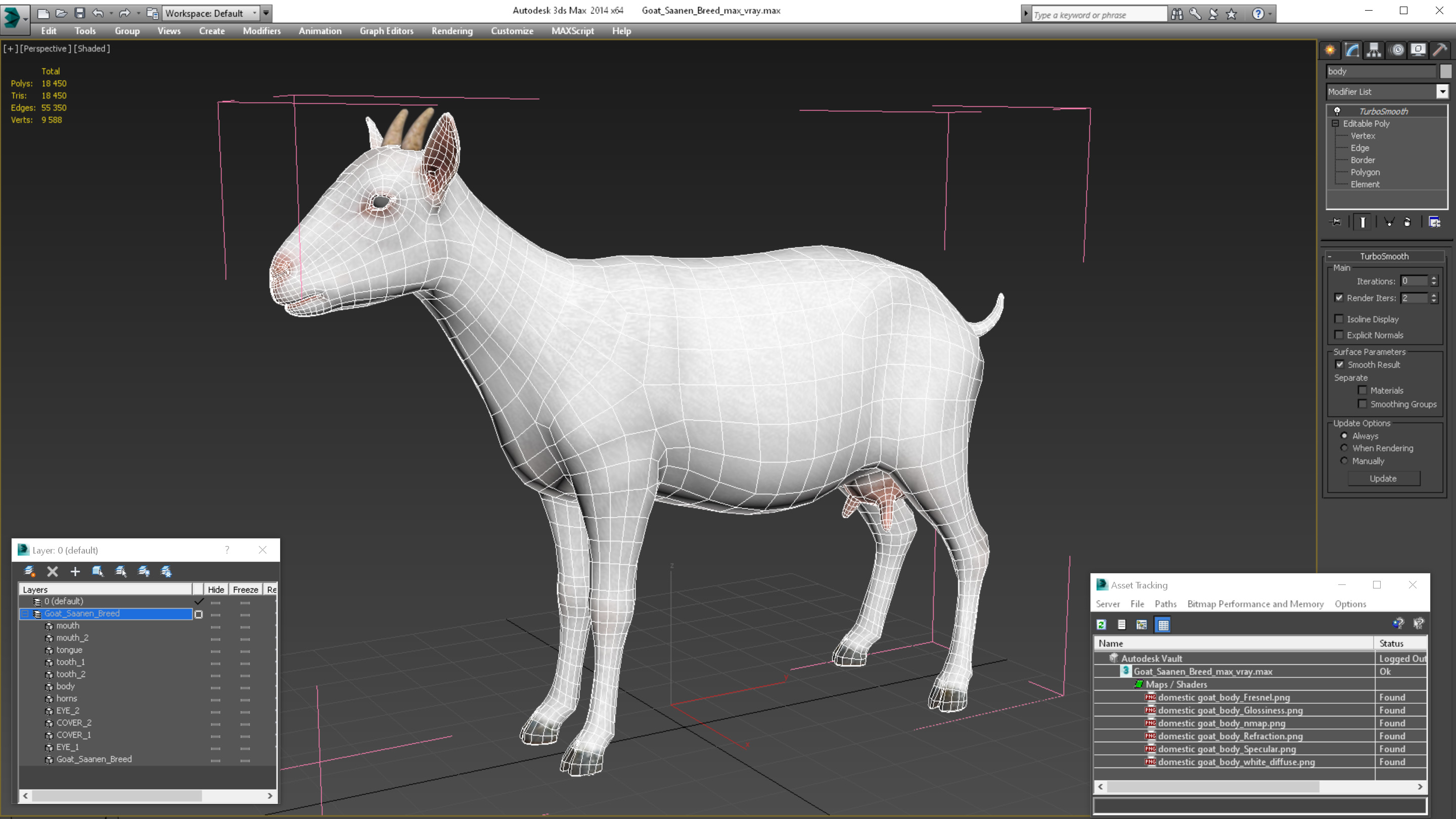 Goat Saanen Breed 3D