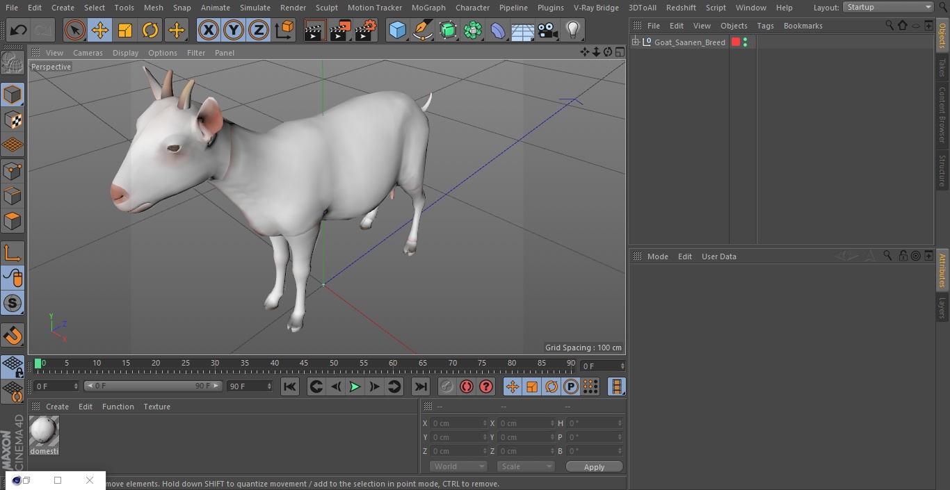 Goat Saanen Breed 3D