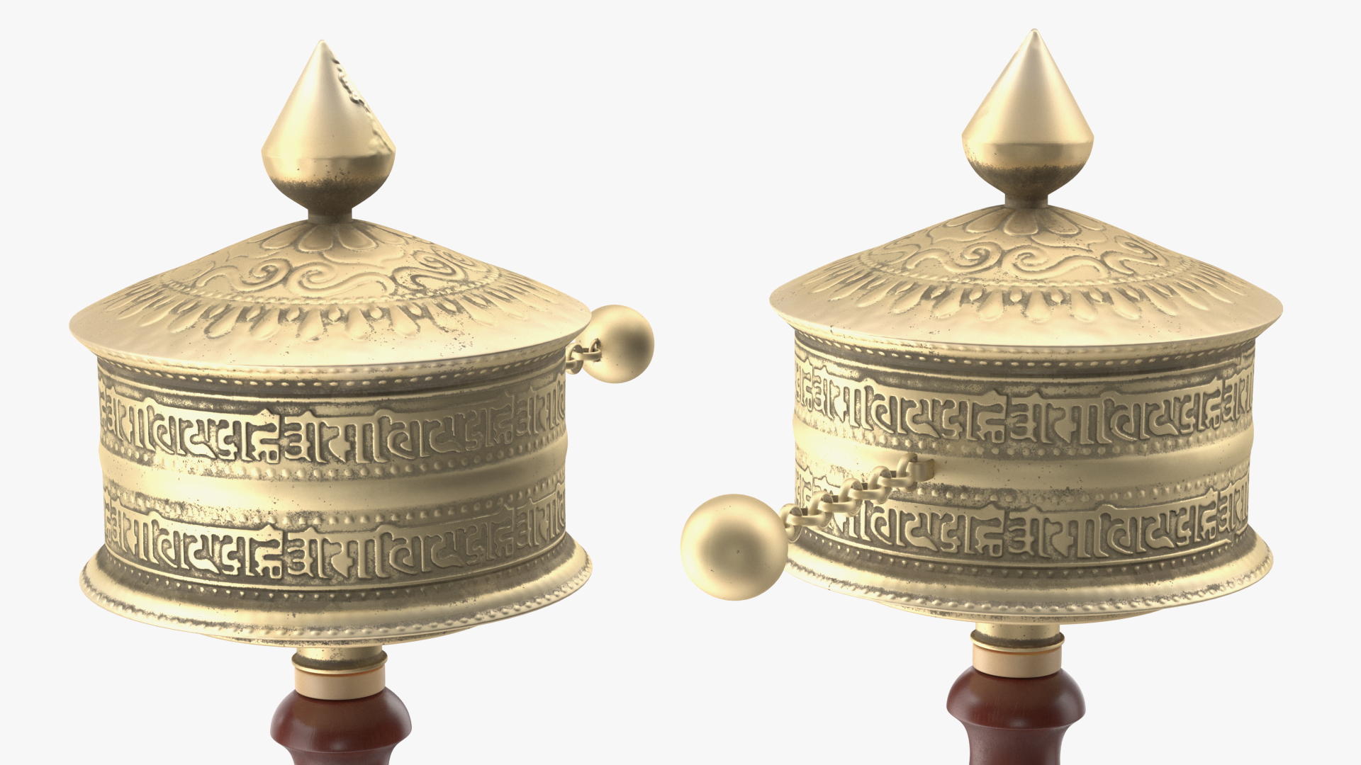 Tibetan Buddhist Hand Held Prayer Wheel 3D model