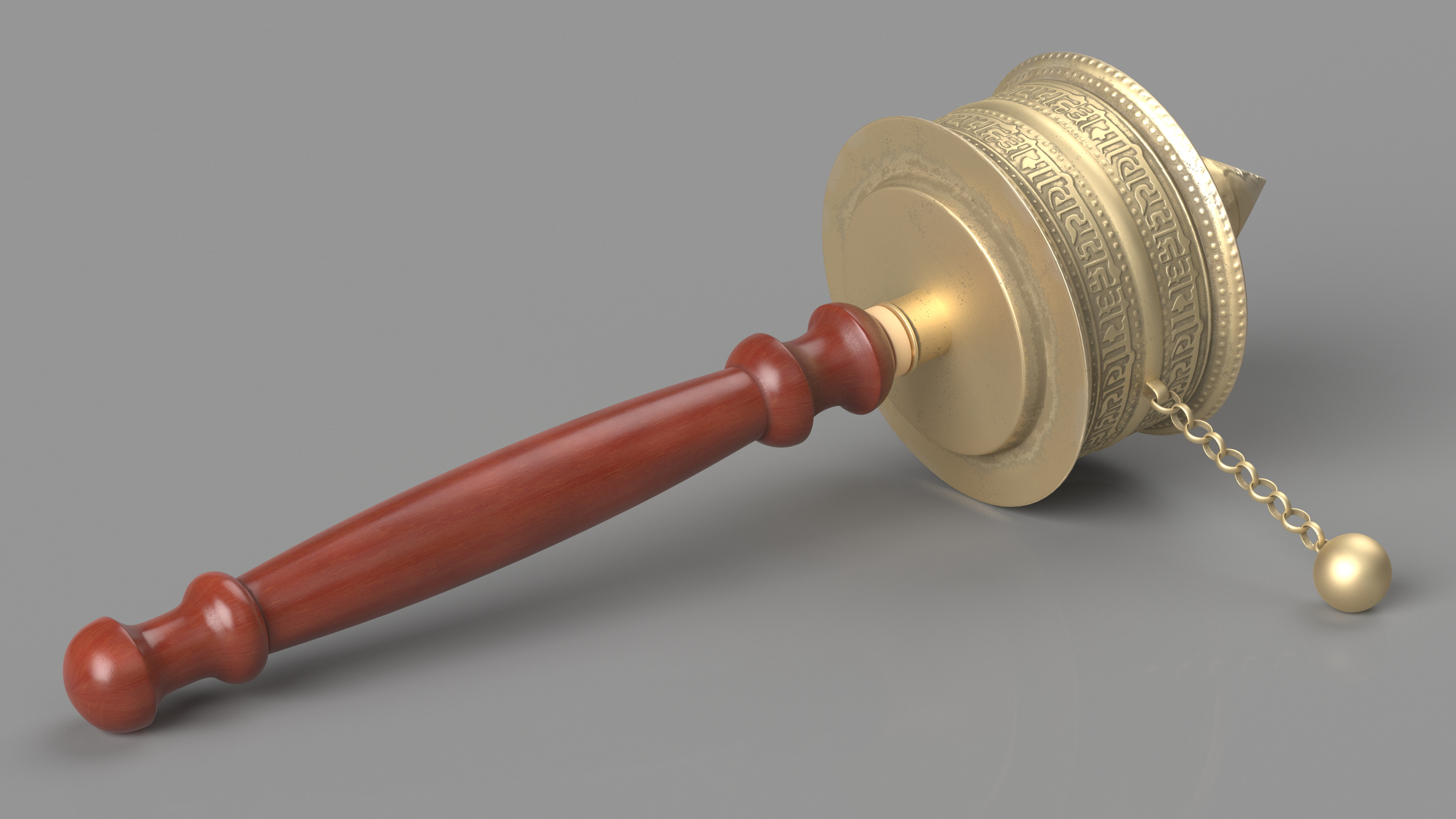 Tibetan Buddhist Hand Held Prayer Wheel 3D model