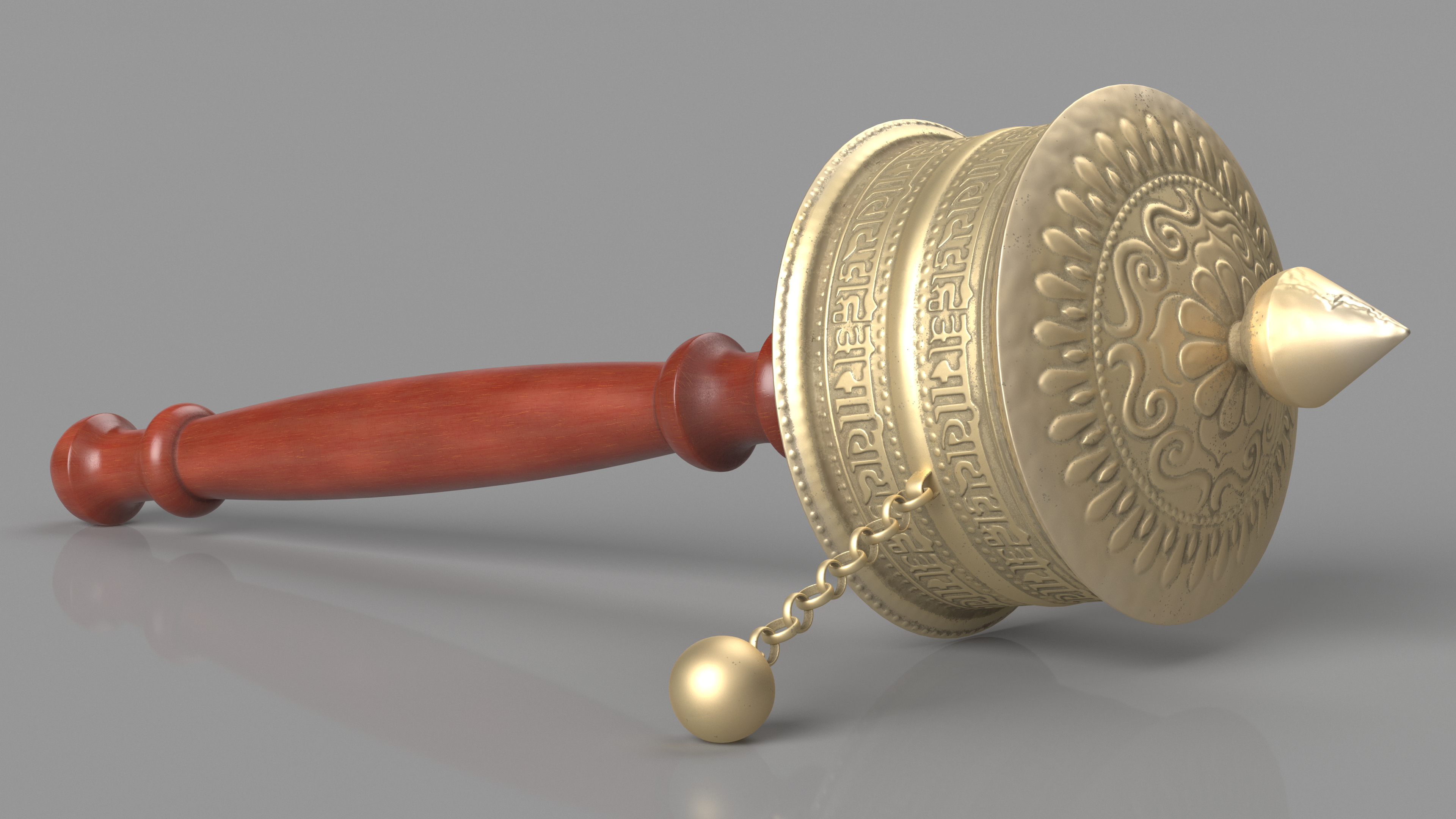 Tibetan Buddhist Hand Held Prayer Wheel 3D model