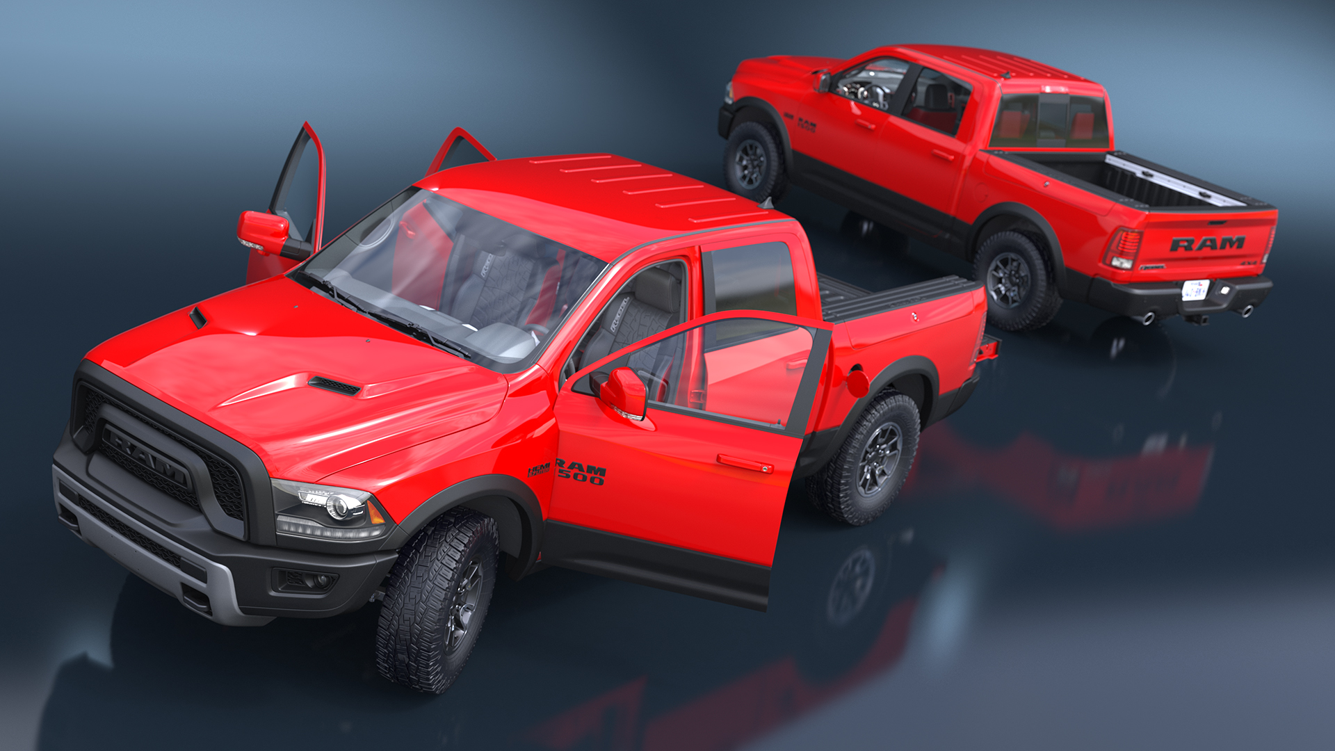 Dodge Ram 1500 Pickup Truck Rigged 3D model