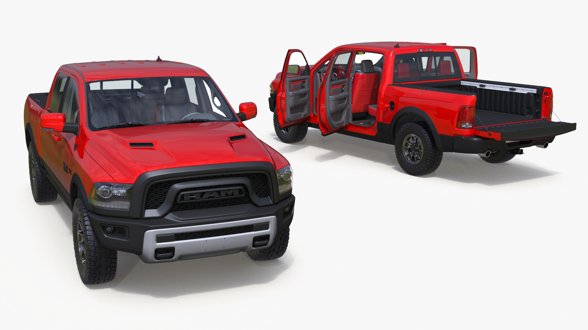 Dodge Ram 1500 Pickup Truck Rigged 3D model