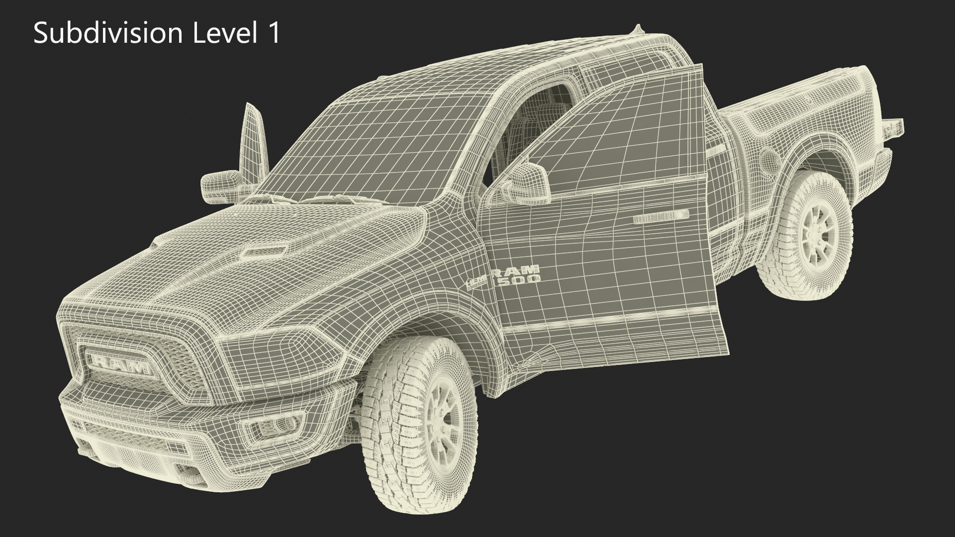 Dodge Ram 1500 Pickup Truck Rigged 3D model