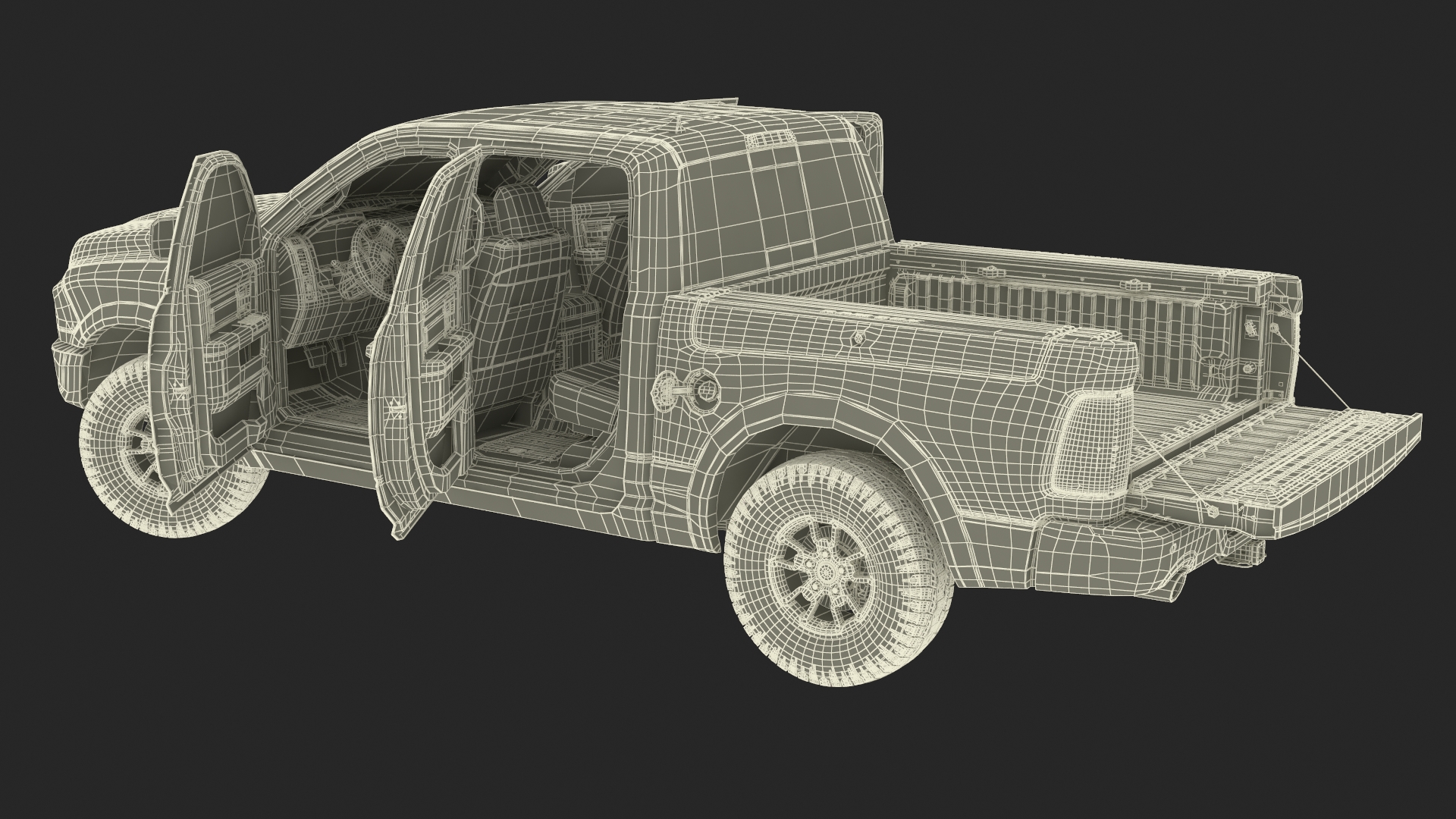 Dodge Ram 1500 Pickup Truck Rigged 3D model