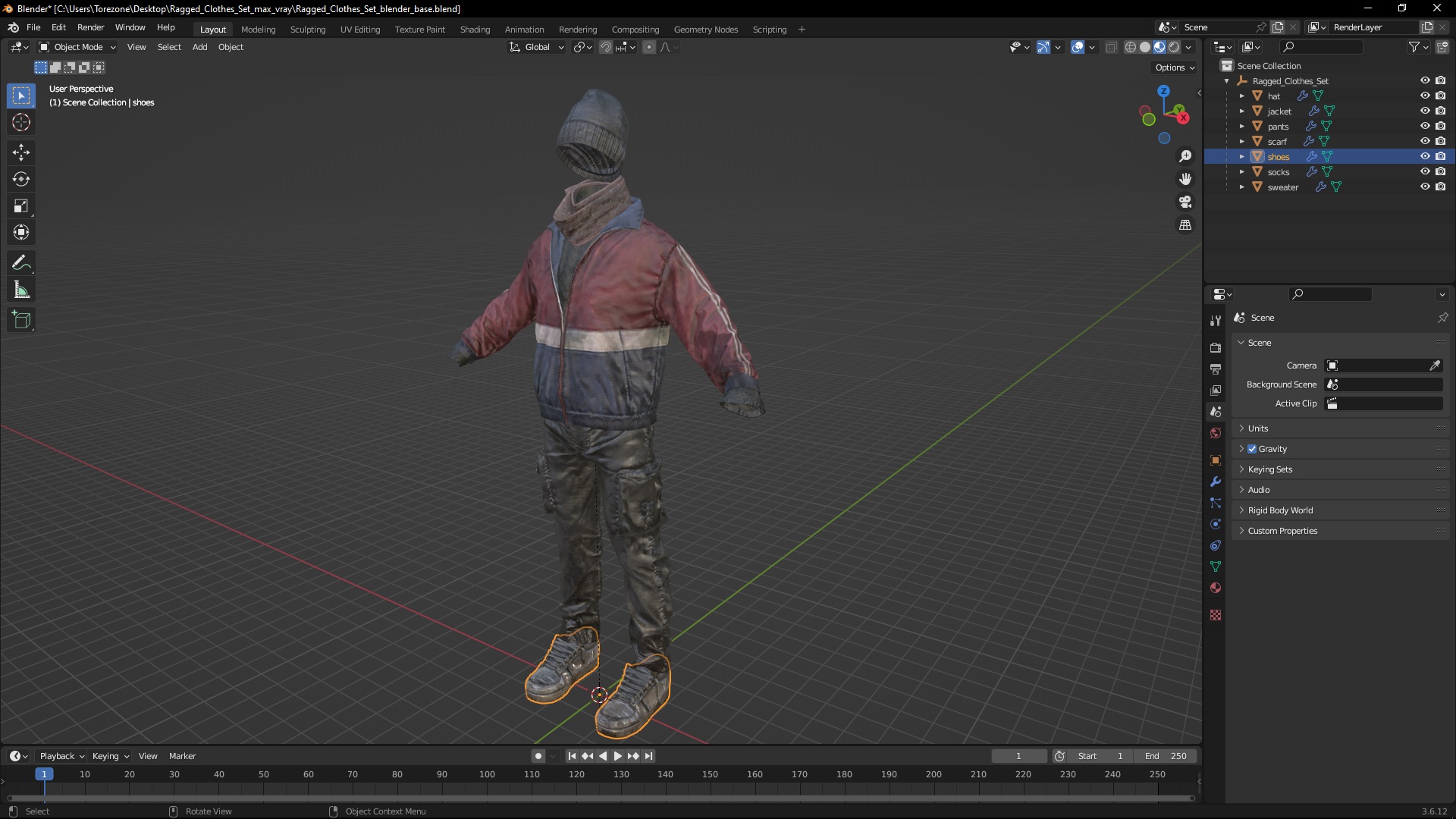 3D Ragged Clothes Set model