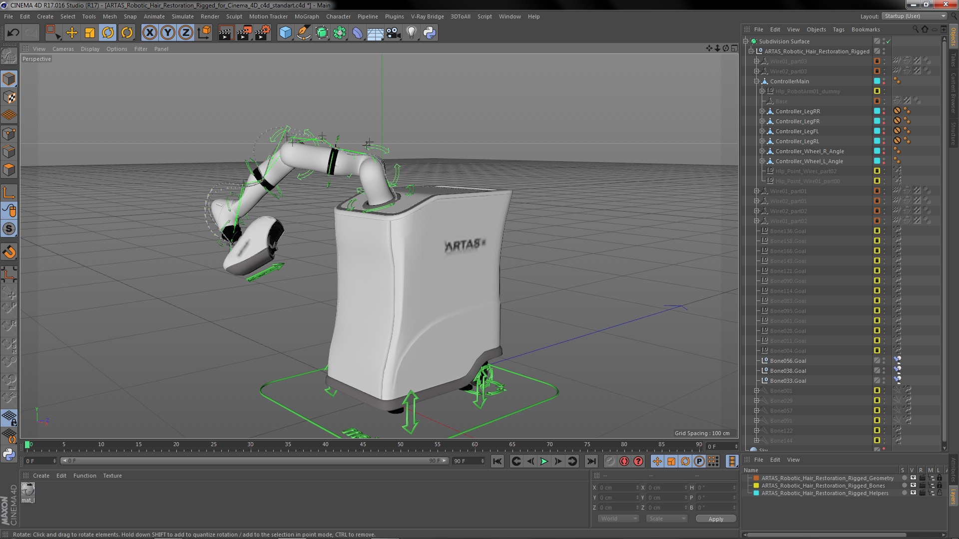 3D ARTAS Robotic Hair Restoration Rigged for Cinema 4D