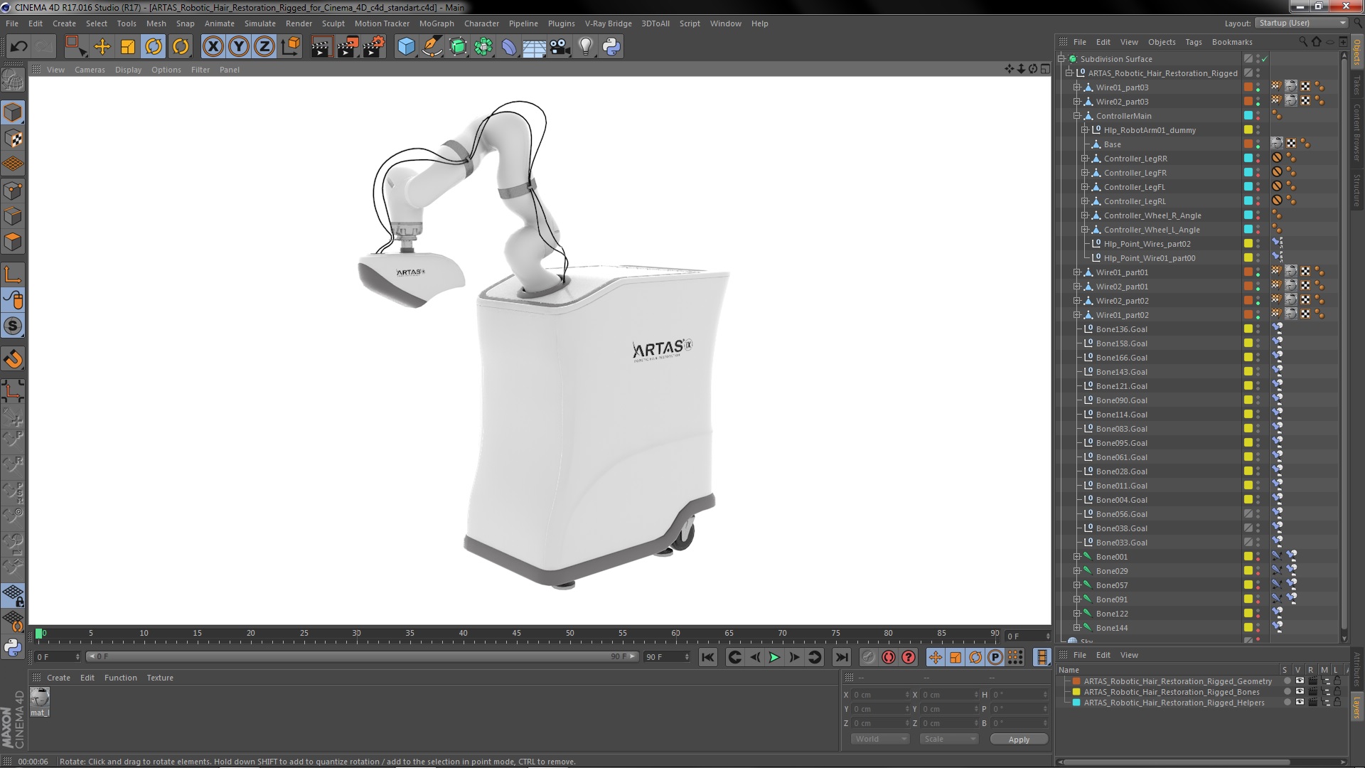 3D ARTAS Robotic Hair Restoration Rigged for Cinema 4D