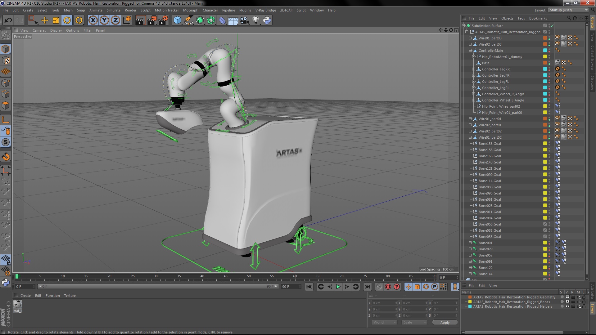 3D ARTAS Robotic Hair Restoration Rigged for Cinema 4D