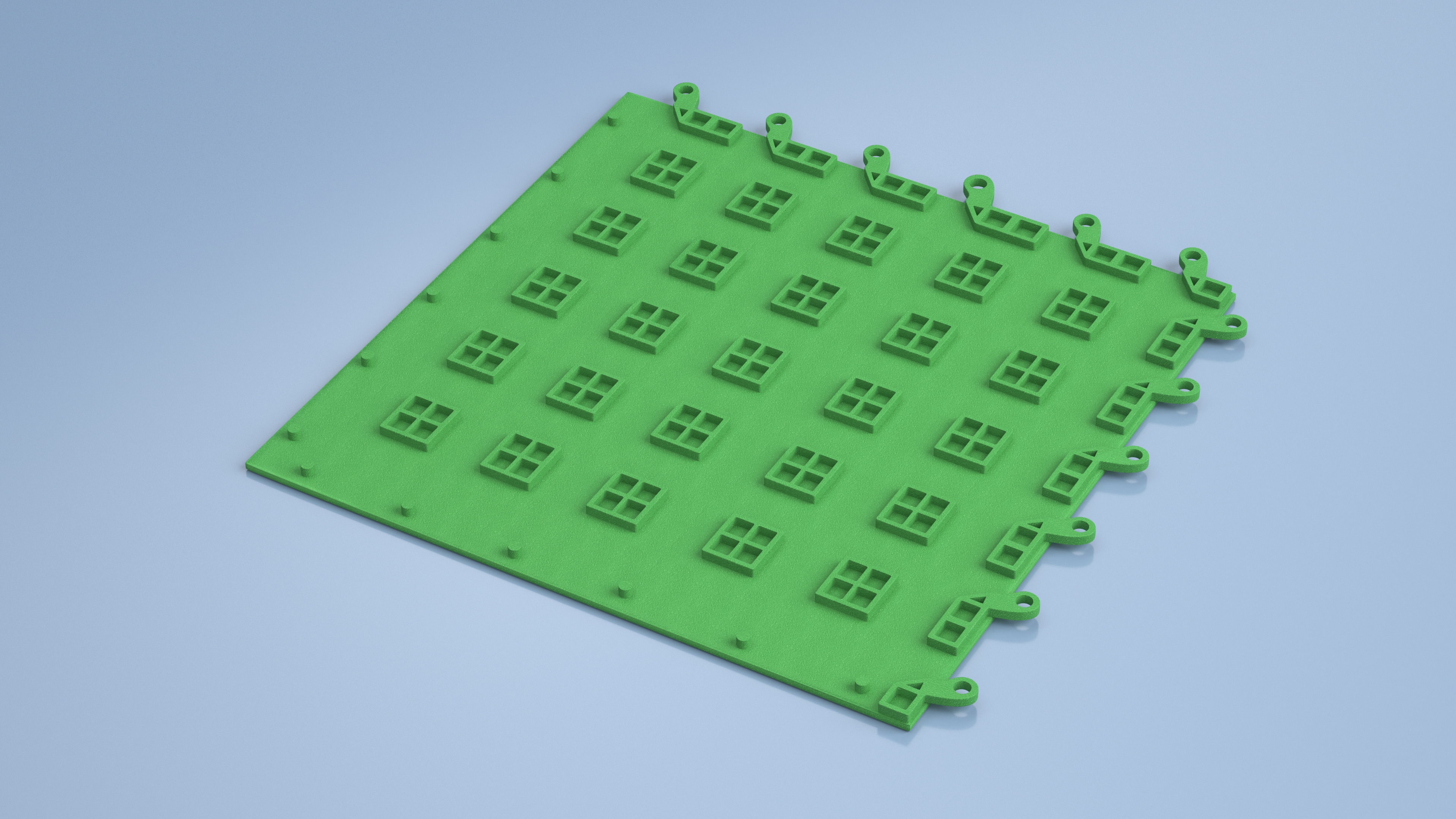 Interlocking Floor Mat Piece Green 3D model