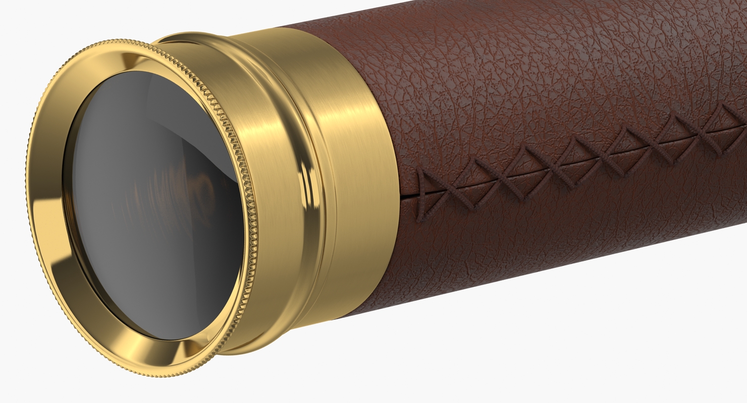 Wrapped Brass Spyglass Telescope Folded 3D model