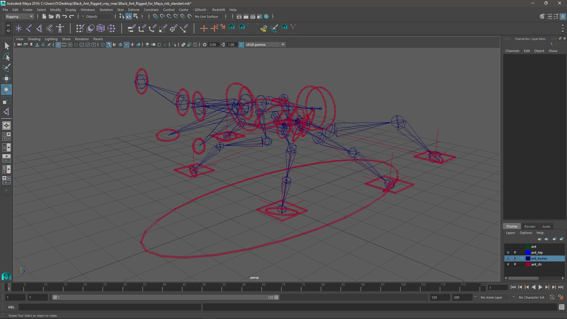 3D model Black Ant Rigged for Maya