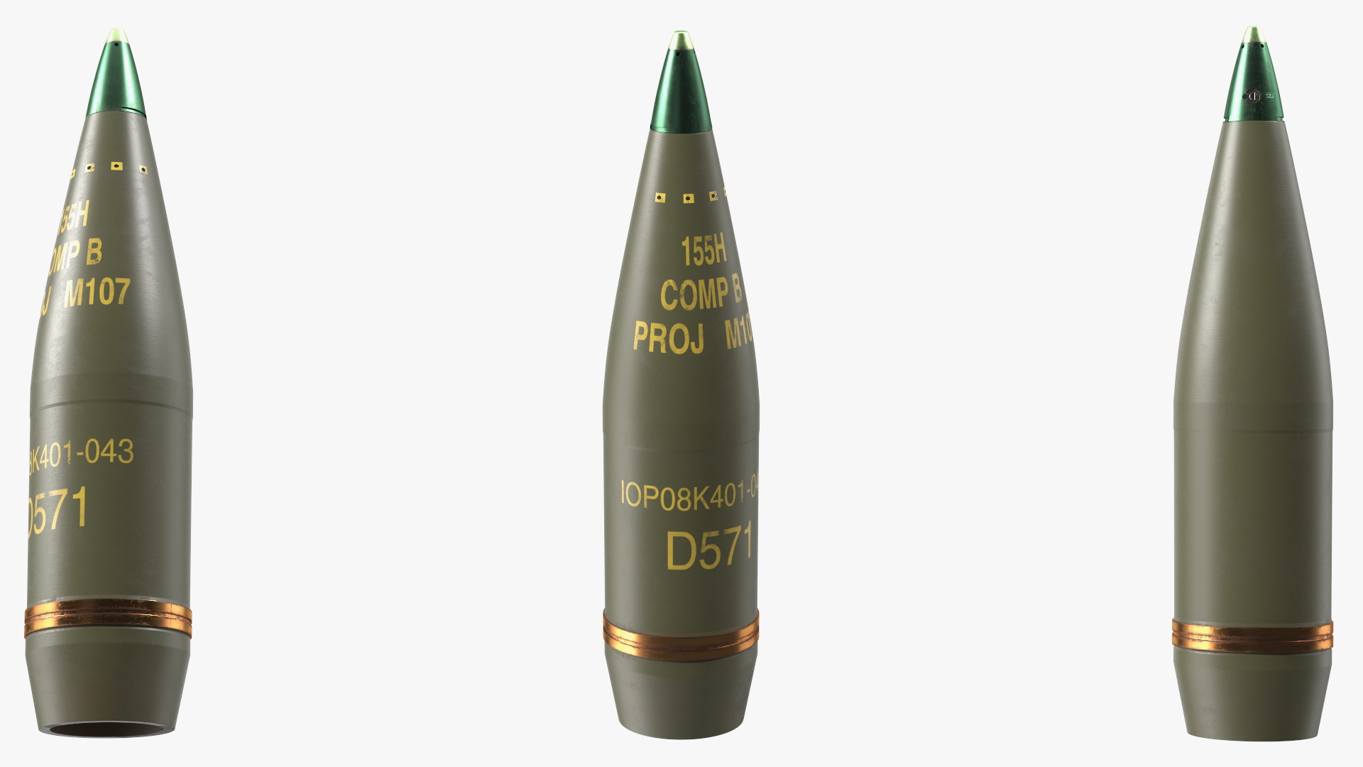 3D Artillery Shell Military Projectile 155mm