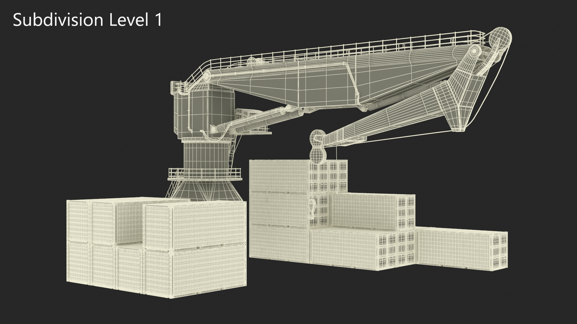 3D model Port Cargo Crane and Shipping Containers